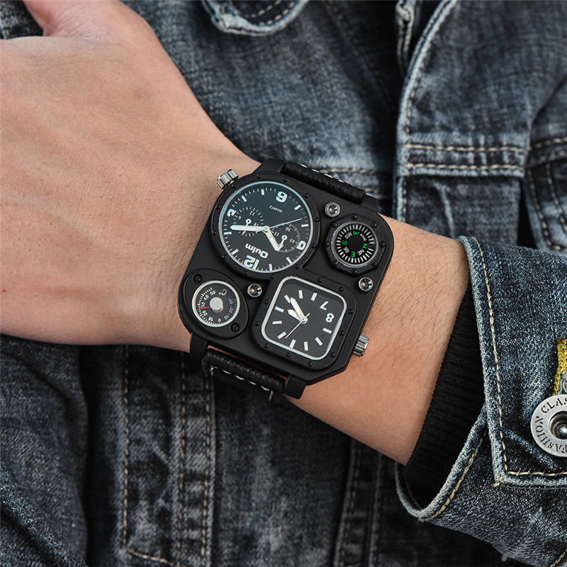 Compass Watch Luxury - Oulm Đen Cổ Điển Thường Đồng