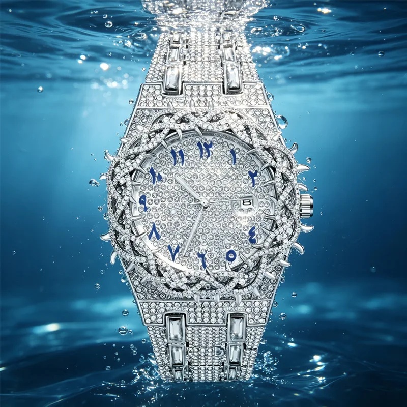 Iced Out Bling Men Quartz Watc - đánh giá và giá Luxury Watch With Arabic Numerals
