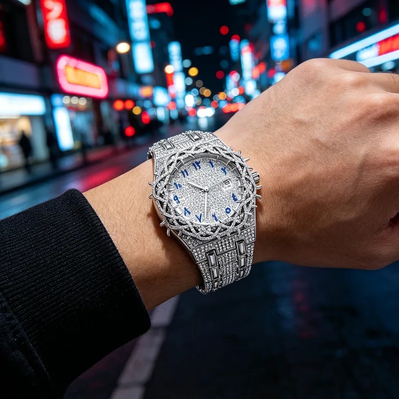 Iced Out Bling Men Quartz Watc - đánh giá và giá Luxury Watch With Arabic Numerals