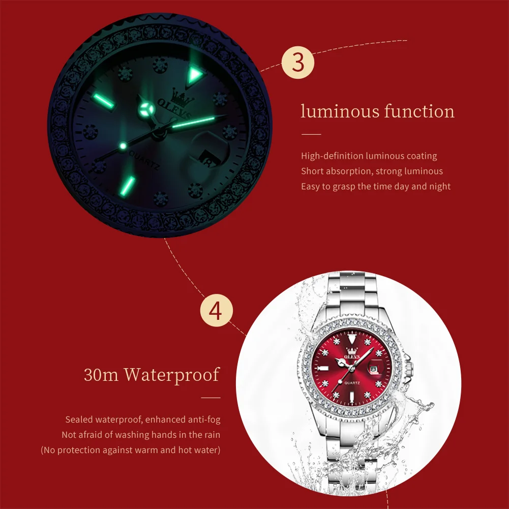OLEVS 1pc Fashion Diamond Wome - đánh giá và giá Luxury Watch Diamond